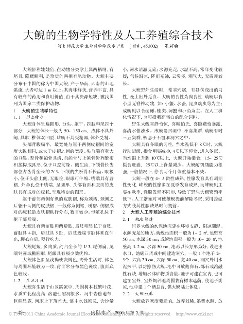 大鲵的生物学特性及人工养殖综合技术