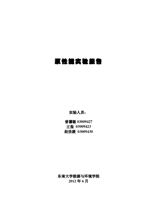 泵性能试验报告
