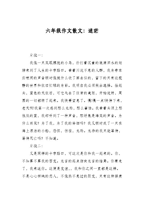 六年级作文散文：迷茫
