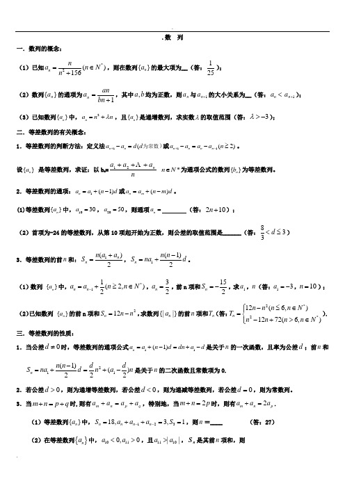 (完整word版)高一数学数列部分经典习题及答案