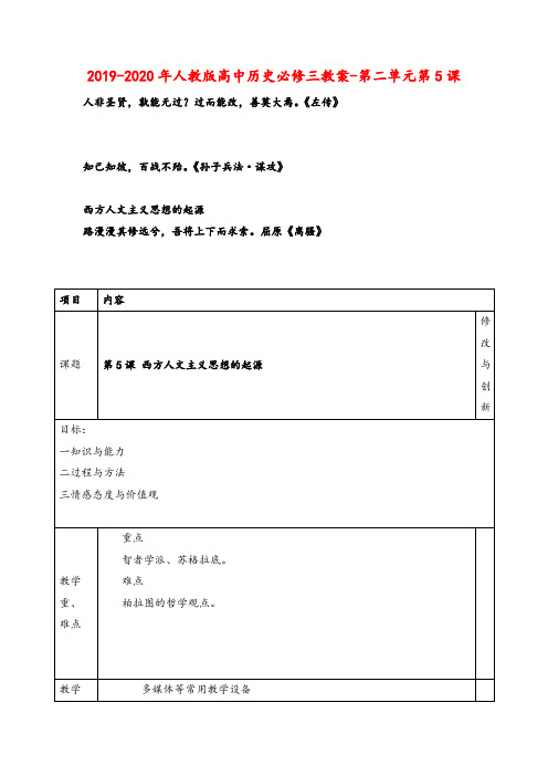 人教版高中历史必修3二单元6课 文艺复兴和宗教改革教案牛老师