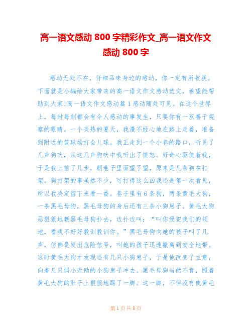 高一语文感动800字精彩作文_高一语文作文感动800字