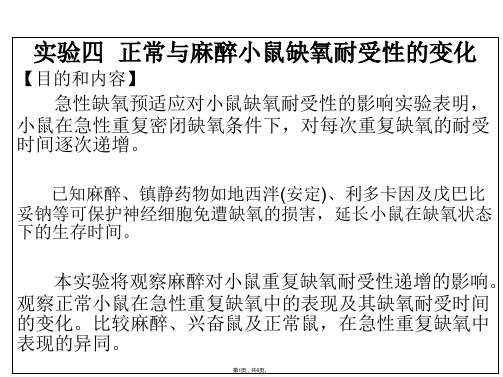 正常麻醉小鼠缺氧耐受性的变化(共6张PPT)