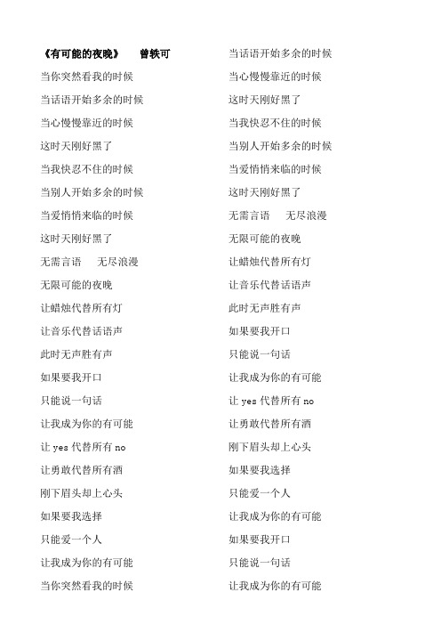 《有可能的夜晚》歌词-曾轶可
