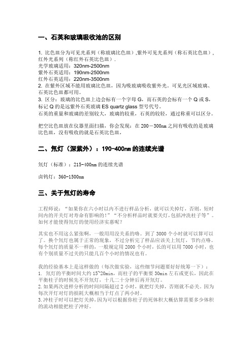 卤钨灯、氘灯、石英、玻璃吸收池