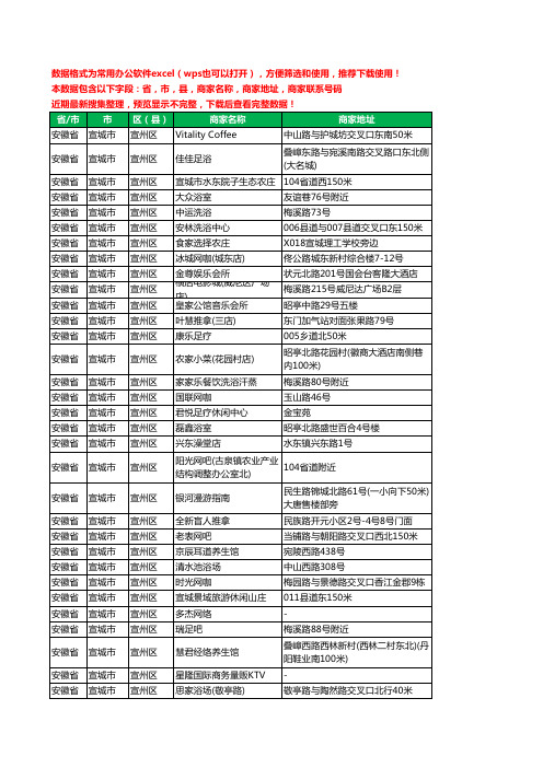 2020新版安徽省宣城市宣州区休闲娱乐工商企业公司商家名录名单黄页联系电话号码地址大全427家
