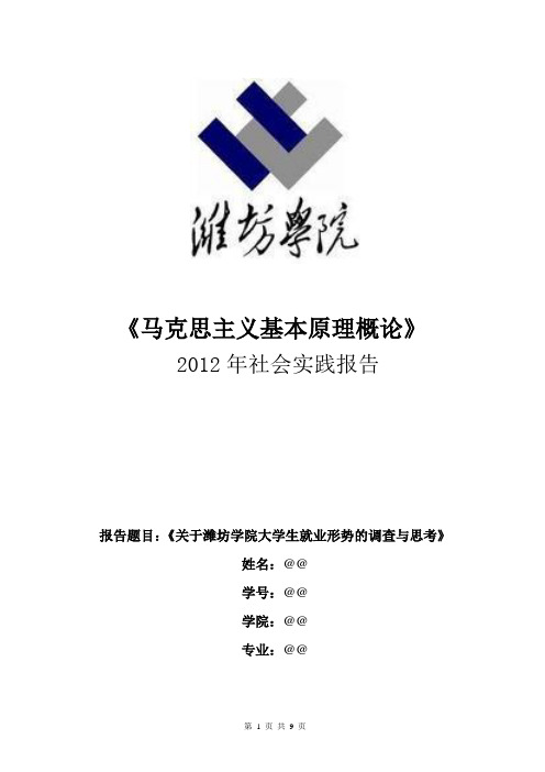 潍坊学院大学生就业问题实践报告