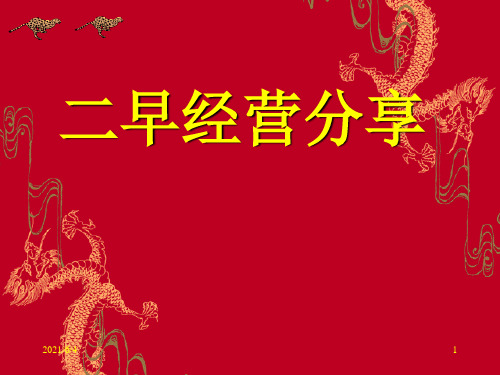 东莞平安二早经营分享PPT课件
