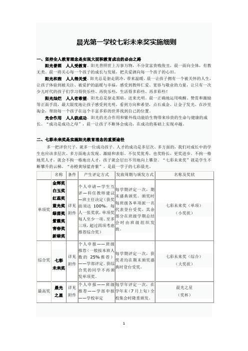 清溪晨光第一学校七彩未来奖实施细则