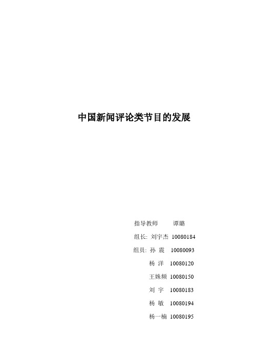 中国新闻评论节目发展