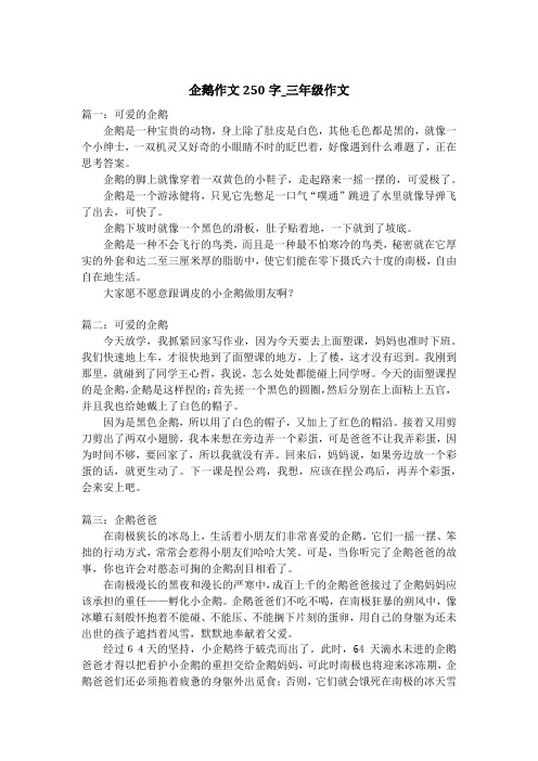 企鹅作文250字_三年级作文
