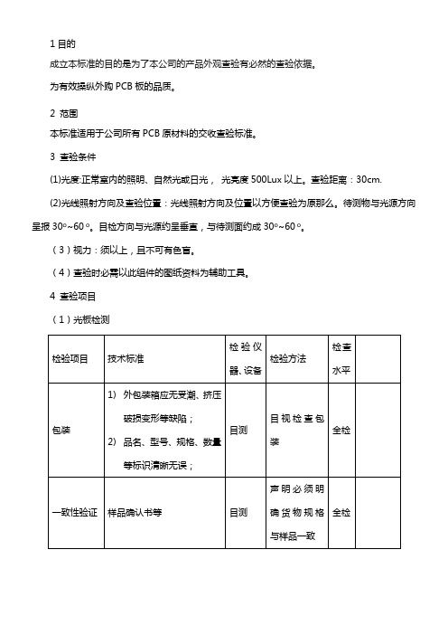 PCB板来料查验标准