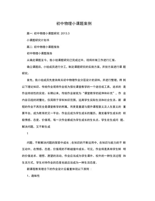 初中物理小课题案例
