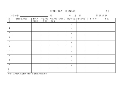 材  料  台  账  表