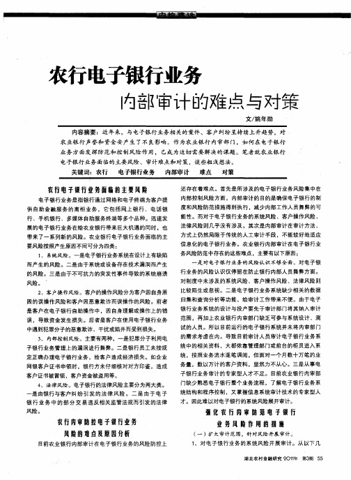 农行电子银行业务内部审计的难点与对策