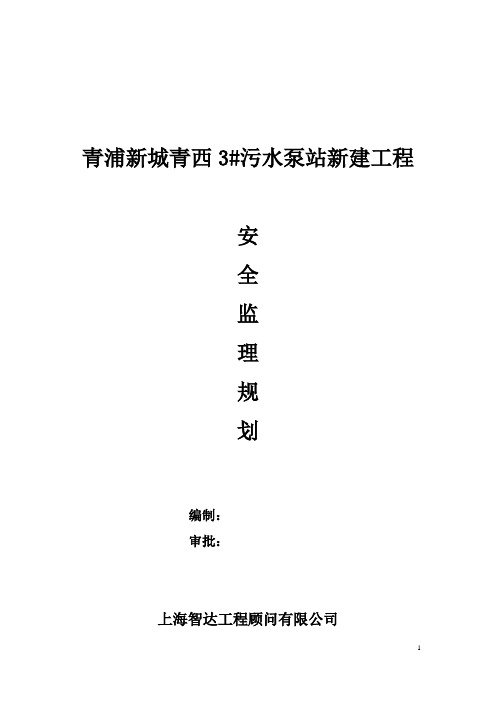 泵站安全监理规划