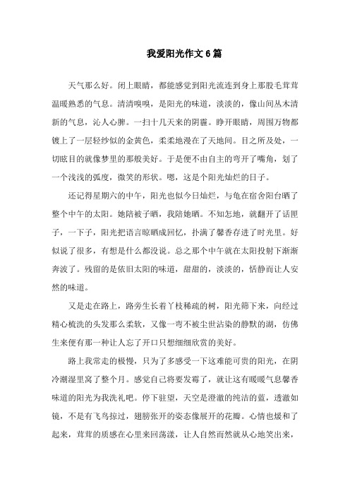 我爱阳光作文6篇精选