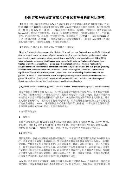 外固定架与内固定支架治疗骨盆前环骨折的对比研究