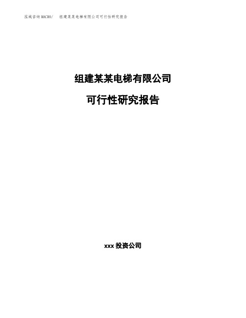 组建某某电梯有限公司可行性研究报告