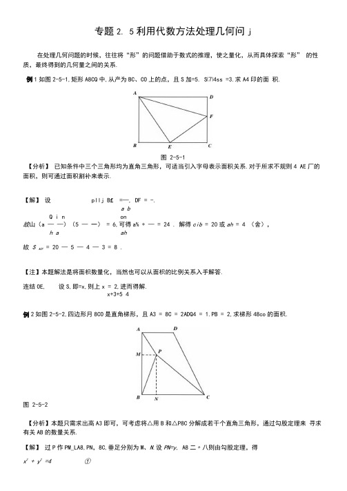 初中数学专题2.5利用代数方法处理几何问题