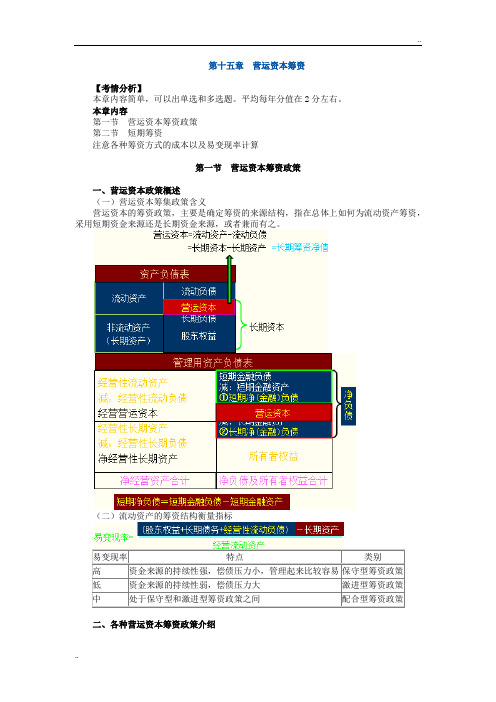 注册会计师财务管理讲义第十五章营运资本筹资
