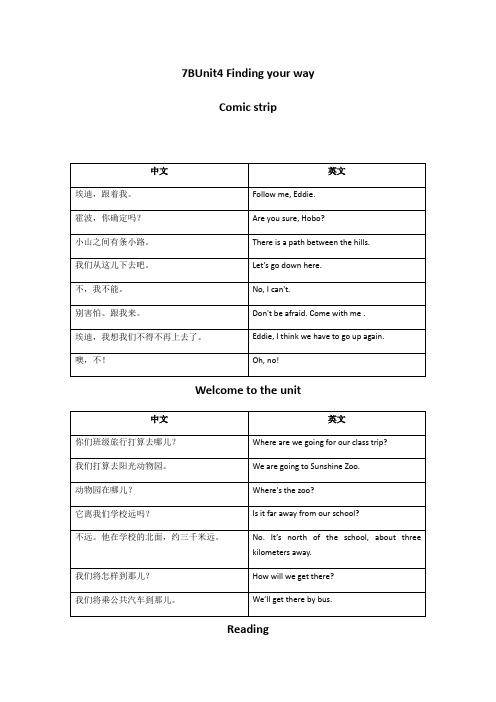 牛津译林版 7BUnit 4 课文默写(含答案)