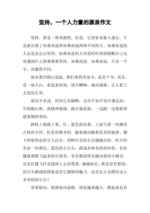 坚持,一个人力量的源泉作文