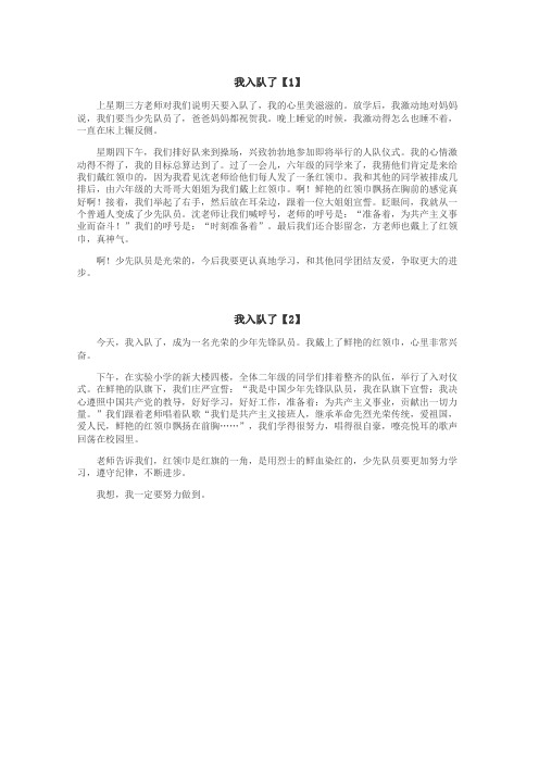 我入队了作文
