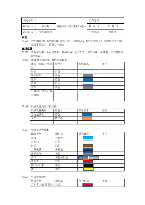 颜色标识管理规定
