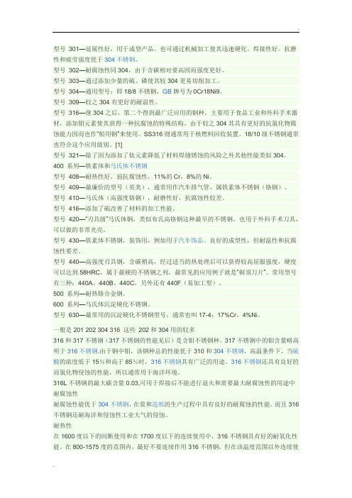 不锈钢种类及鉴别