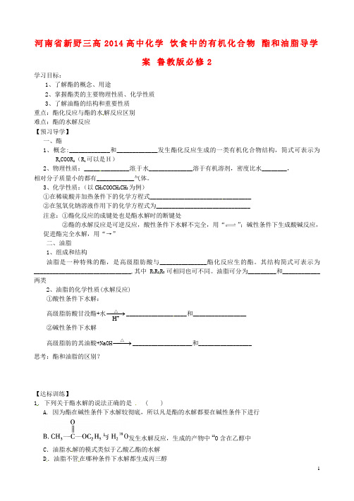 河南省新野三高高中化学 饮食中的有机化合物 酯和油脂