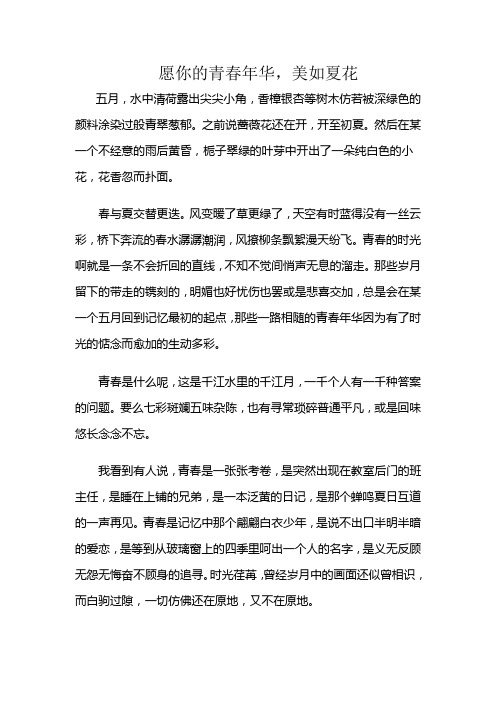 愿你的青春