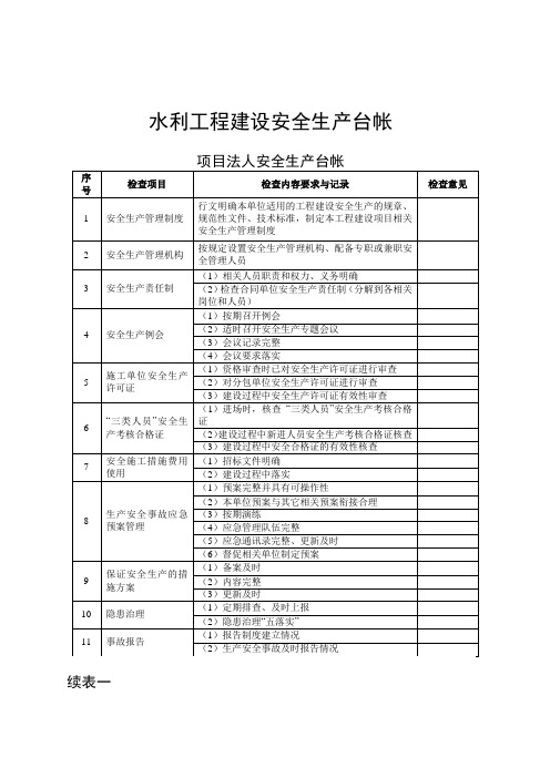 水利工程安全台帐