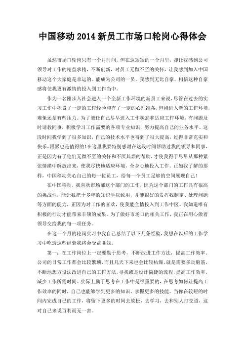 李冬-中国移动市场口轮岗心得体会