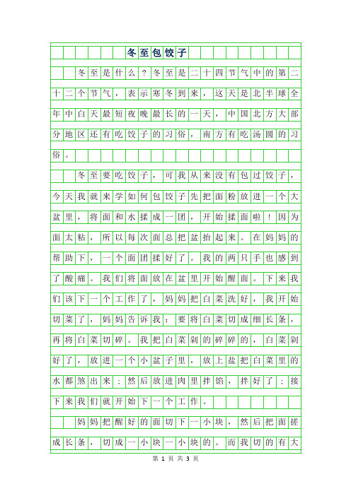 2019年冬至包饺子作文500字