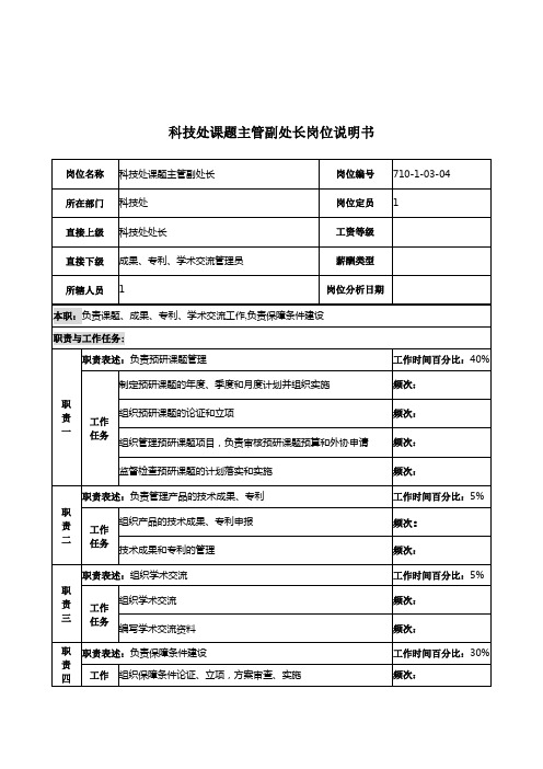 科技处课题主管副处长岗位职责