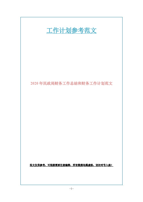 2020年民政局财务工作总结和财务工作计划范文