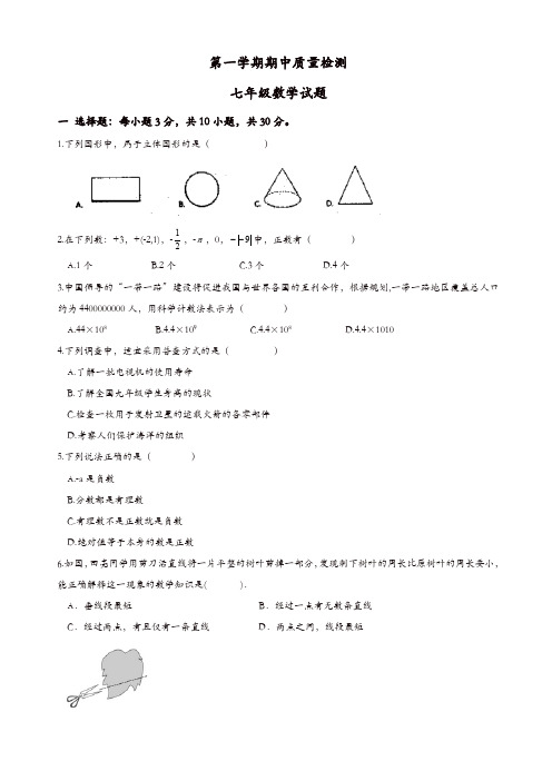 菏泽市单县七年级上期中质量数学试题(有答案)(精选)