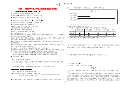 《河南漯河实验中学2015-2016学年八年级语文上期期末考试含答案_人教新课标》