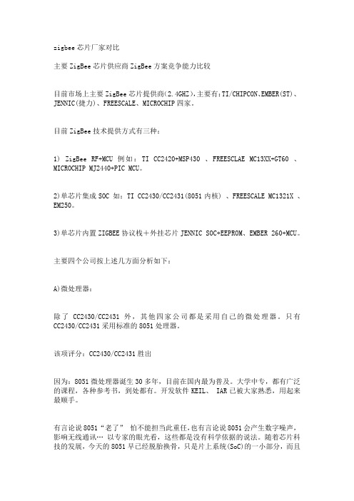 zigbee芯片厂家对比