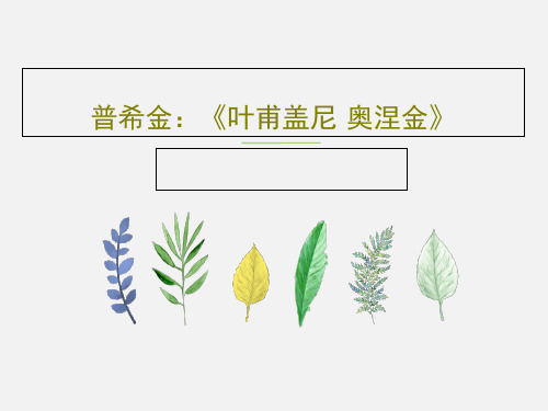 普希金：《叶甫盖尼·奥涅金》41页PPT