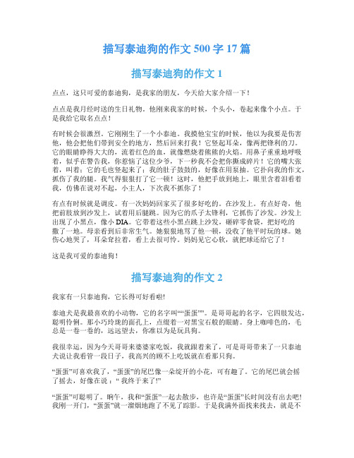 描写泰迪狗的作文500字17篇