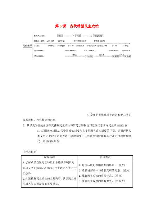 (全国通用版)2018-2019版高中历史 第二单元 古代希腊罗马的政治制度 第5课 古代希腊民主政