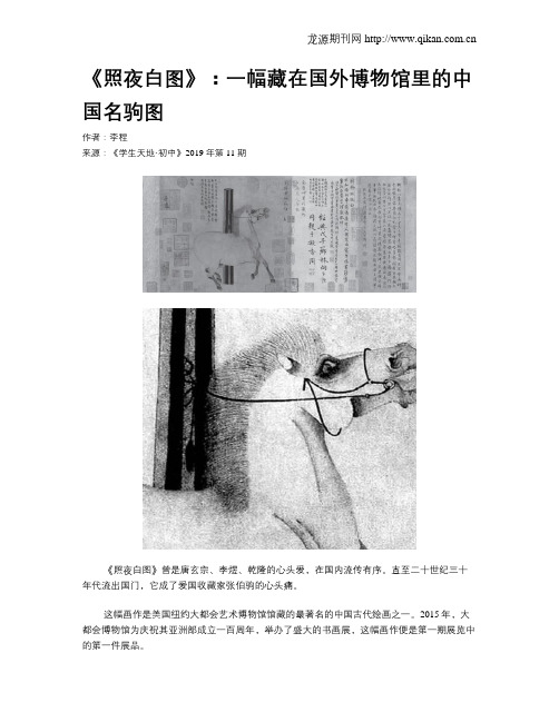 《照夜白图》：一幅藏在国外博物馆里的中国名驹图
