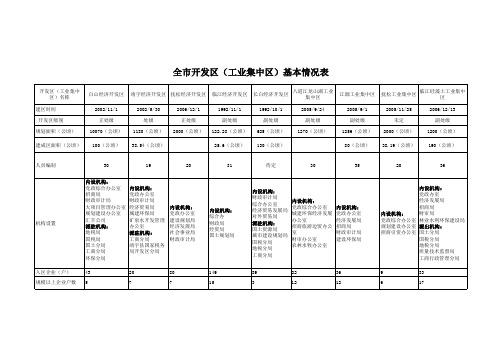 开发区(工业集中区)基本情况表