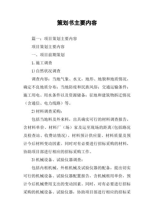 策划书主要内容