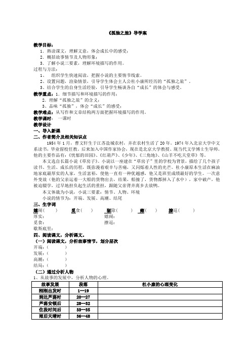 孤独之旅导学案