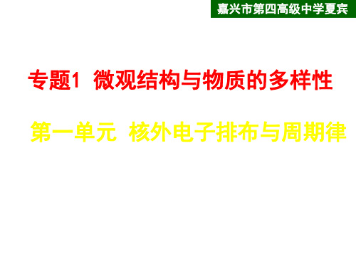 高一化学上学期化学必修二专题一原子核外电子排布课件