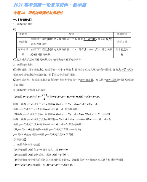 专题06 函数的奇偶性与周期性  复习资料(解析版)