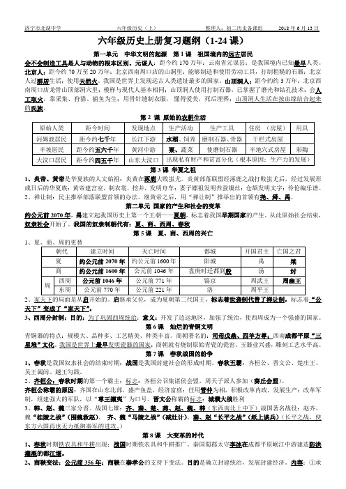 六年级中国历史上册复习资料-(整理)